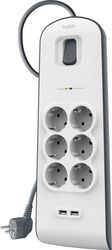 belkin bsv604vf2m surge plus white 6 ac outlets 24a usb 650j 2m photo
