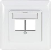 logilink keystone faceplate 90 for 2 modules straight outlet signal white photo