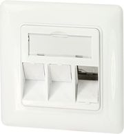 logilink keystone faceplate for 3 modules german type pure white photo