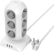 tessan 15 in 1 tower surge protector 25w 12xschuko 2xusb 1xtype c 2m cable white tps02 de c photo