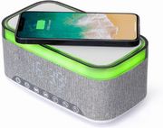 gembird digital alarm clock with speaker and wireless charging function wh li gr dac spkbt qc15 gr photo