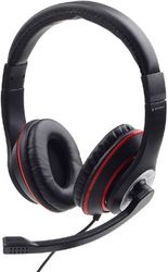 gembird jack stereo headset black with red ring mhs 03 bkrd photo