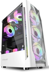 armaggeddon gaming pc case dual chamber with 3 argb fans tritron 3 white tritron3 w photo