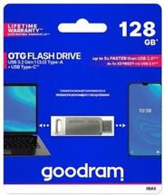 goodram otg flash drive usb32 gen1 128gb type c silver oda3 1280s0r11 photo