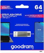 goodram otg flash drive usb32 gen1 64gb type c silver oda3 0640s0r11 photo