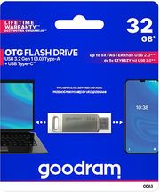 goodram otg flash drive usb32 gen1 32gb type c silver oda3 0320s0r11 photo
