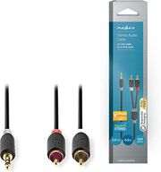 nedis cabw22200at05 stereo audio cable 35 mm male 2x rca male 05 m anthracite photo