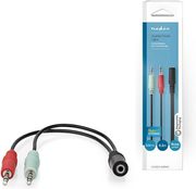 nedis cagb22160bk02 stereo audio cable 35mm female 2x 35mm male 012m black photo