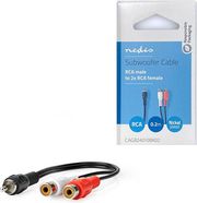 nedis cagb24010bk02 subwoofer cable rca male 2x rca female 020m black photo