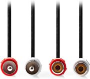 nedis cagl24205bk100 stereo audio cable 2x rca male 2x rca female 100m blackc photo