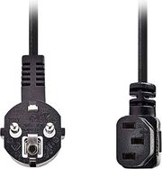 nedis cegl10020bk50 power cable schuko male iec 320 c13 angled 500m black photo