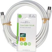 nedis csgl40020wt30 coax cable iec coax male iec coax female 120db 300m white photo