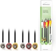 nedis cvgb24300bk15 composite video cable 3x rca male 3x rca male 15 m black photo