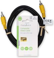 nedis cvgl24100bk20 composite video cable rca male rca male 200m black photo