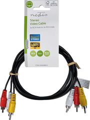 nedis cvgl24300bk15 composite video cable 3x rca male 3x rca male 150m black photo