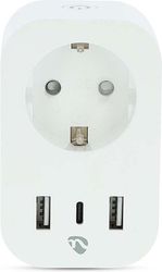 nedis wifip151fwt smartlife wi fi smart plug with type f 1xusb c 2xusb 3680w whitep photo