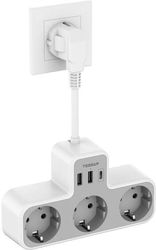tessan 6 in 1 power strip 3xschuko 2xusb 1xtype c 15cm cable ts 323x c photo