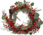 eurolamp stefani me kokkines mpales kai fylla eykalyptoy 60cm 600 46704 photo