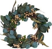 eurolamp stefani me prasina xrysa fylla kai sampani berries 50cm 600 46997 photo