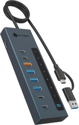 icy box 9 in 1 led display hub with 2type c pd100w 1xtype c pd20w 4usb32 type c grey ib hub1743 cpd photo