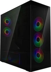 arctic xtender black black window with gpu vertical mount mid tower case w a rgb fans photo