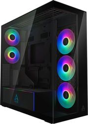 arctic xtender black mirrow black window with gpu vertical mount mid tower case w a rgb fans photo