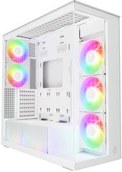 arctic xtender white transparent window w o gpu vertical mount mid tower case w a rgb fans photo