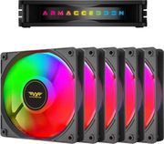 armaggeddon pc cooling fan 12cm chroma rgb kit 3000 5 pack black chr kit3000b photo