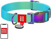 nylon dog collar with qr code waudog gradient blue size xl photo