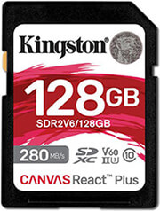 kingston sdr2v6 128gb canvas react plus v60 128gb sdxc c10 uhs ii u3 photo kingston sdr2v6 128gb canvas react plus v60 128gb sdxc c10 uhs ii u3 photo