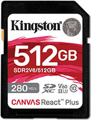 kingston sdr2v6 512gb canvas react plus v60 512gb sdxc c10 uhs ii u3 photo