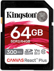 kingston sdr2 64gb canvas react plus 64gb sdxc class 10 uhs ii u3 v90 photo kingston sdr2 64gb canvas react plus 64gb sdxc class 10 uhs ii u3 v90 photo