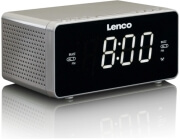 lenco cr 530 radio controlled stereo clock radio with 12 white display taupe photo