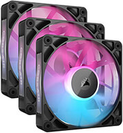 corsair co 9051018 ww rx120 icue link rgb fan starter kit 3 x 120mm black with icue link system hub photo