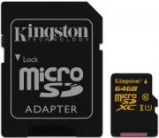 kingston sdca10 64gb 64gb micro sdxc cl10 uhs i with adapter photo