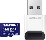 samsung mb md256sb ww pro plus 256gb micro sdxc 2023 uhs i u3 v30 a2 usb reader photo