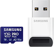 samsung mb md128sb ww pro plus 128gb micro sdxc 2023 uhs i u3 v30 a2 usb reader photo