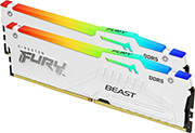 ram kingston kf556c36bweak2 32 fury beast white rgb 32gb 2x16gb ddr5 5600mhz cl36 amd expo dual photo