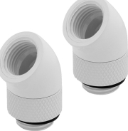 corsair hydro x fitting adapter xf 45� angled rotary glossy white 2 pack photo
