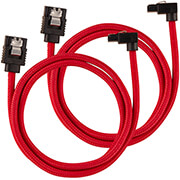 corsair diy cable premium sleeved sata data cable set 90 connectors red 60cm photo