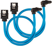 corsair diy cable premium sleeved sata data cable set 90 connectors blue 60cm photo