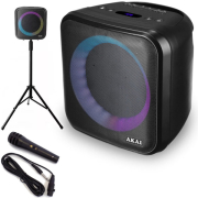 akai abts s6 portable speaker bluetooth karaoke usb tws led micro sd aux in aux out mic 20 w photo