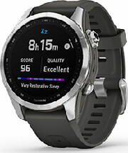 smartwatch garmin fenix 7s 42mm silver with graphite band photo