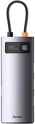 baseus metal gleam series 4 in 1 hub 3x usb 30 type c grey photo