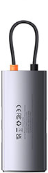 baseus metal gleam series 4 in 1 multifunctional 3x usb 30 type c network lan rj45 grey photo