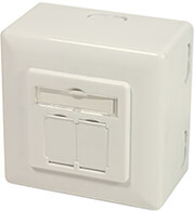 logilink np0006a cat6 wall outlet 2x rj45 shielded with back box pure white photo