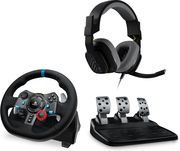 logitech g29 driving force racing wheel for ps3 ps4 ps5 pc pedals astro a10 gaming headset bundle photo