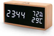 life wes 108 bamboo digital indoor thermometer hygrometer with clock alarm and calendar photo