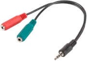 lanberg adapter jack stereo minim4 pin jack minif x2 microphone socket on cable 20cm black photo