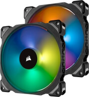 corsair ml140 pro rgb led 140mm pwm premium magnetic levitation fan twin pack with lighting node pro photo